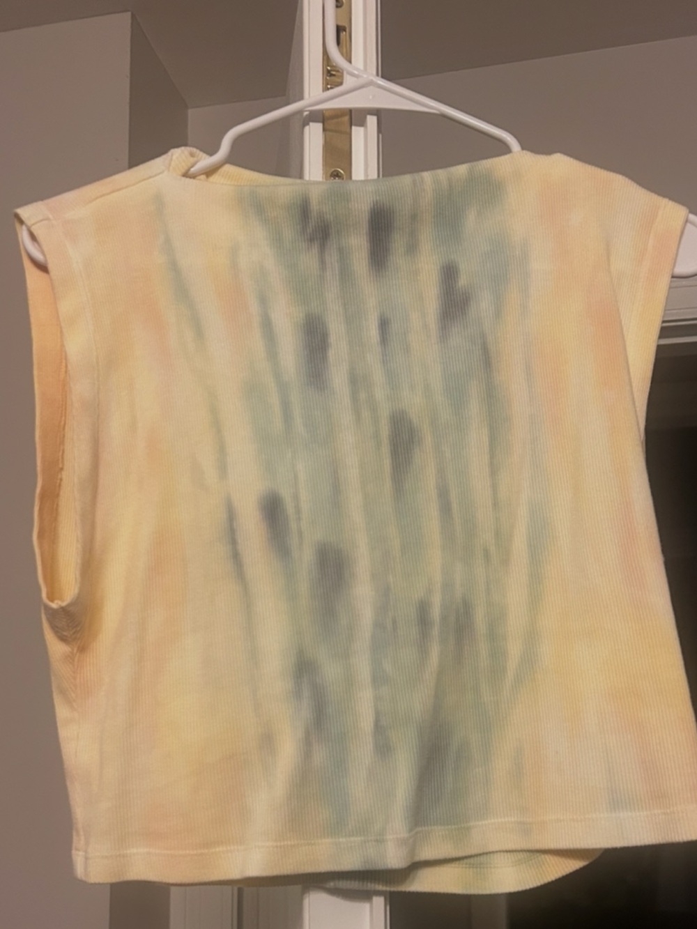 Free people Sleeveless Tie-Dye Ribbed Tank Top - Pastel Yellow & Sage